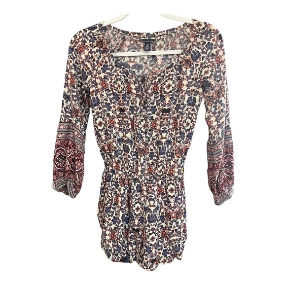 American Eagle Boho Floral Print Romper Size XXS - Picture 1 of 5